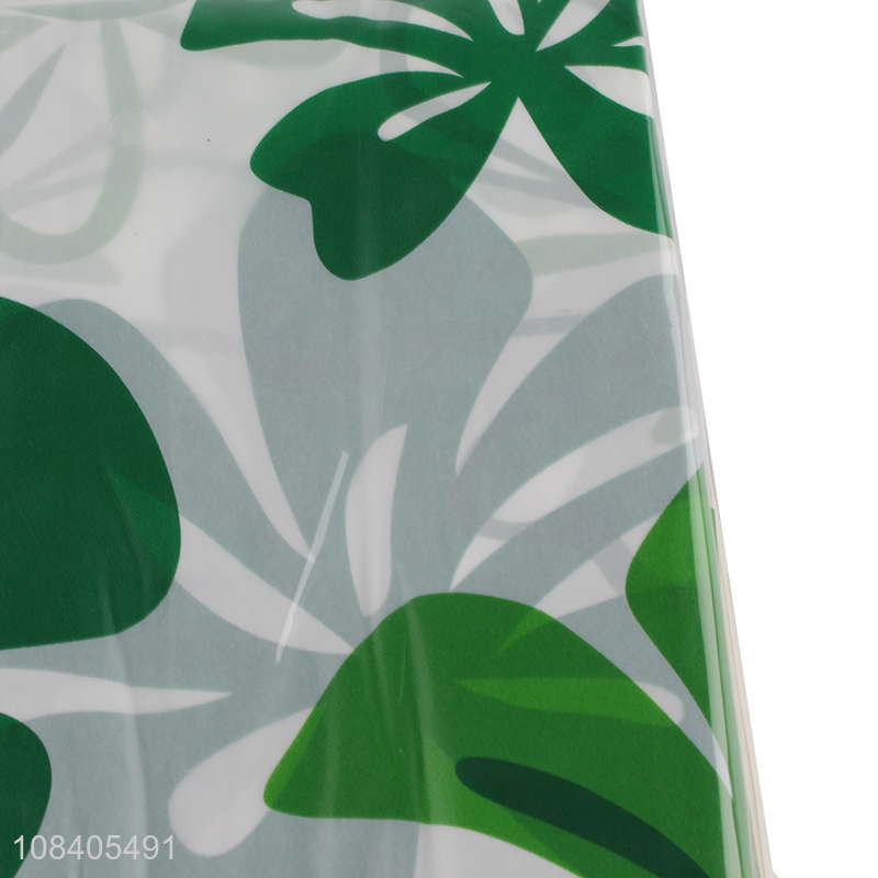 Latest design green leaves printed shower curtain set for bathroom