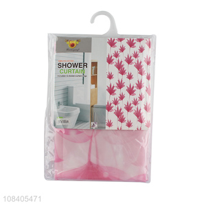 Best selling leaf printed shower curtain set with hooks for bathroom