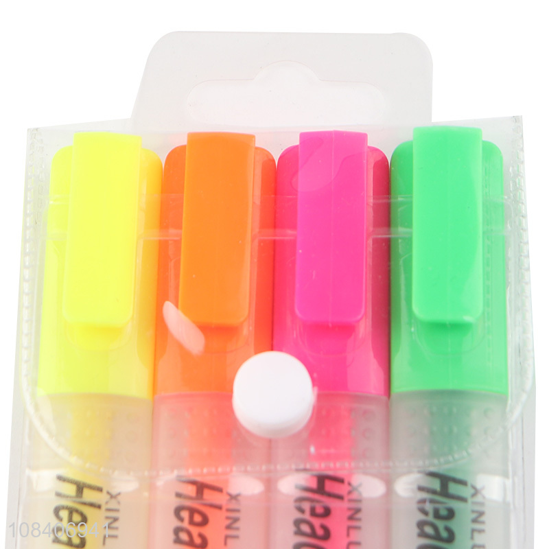 Factory price 4pieces school office highlighter pen for sale