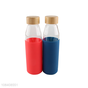 Most popular durable glass water cup with bamboo lid