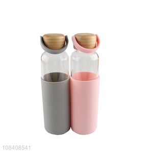 Wholesale from china silicone handle glass water bottle cup