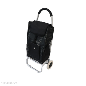 Low price black polyester cloth bag trolley shopping cart