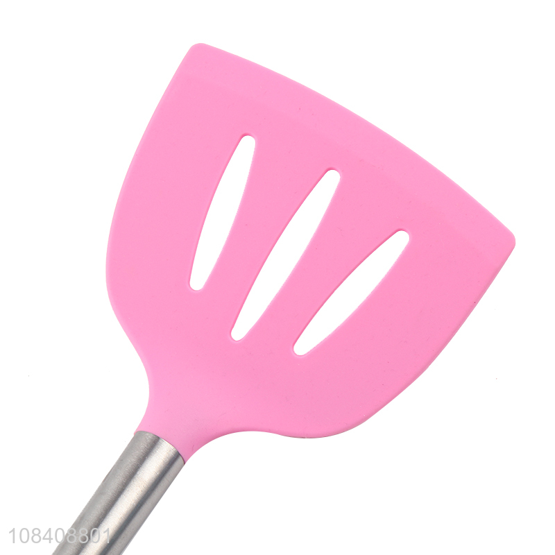 Hot sale pink silicone slotted spatula fry shovel
