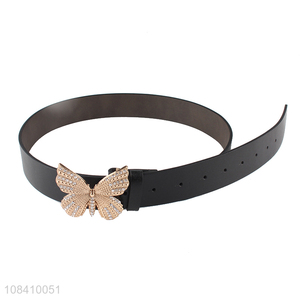Hot selling women waist belt pu leather belt with butterfly buckle
