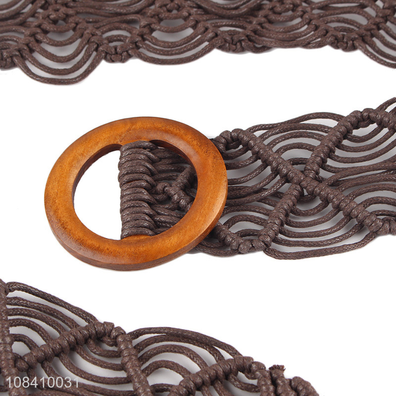 New design hadmade women belts trendy wax cord woven belt for dress