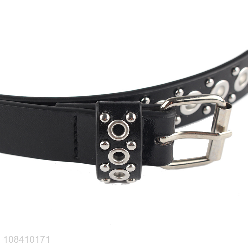 China manufacturer punk rivet grommet pu leather belt for men and women