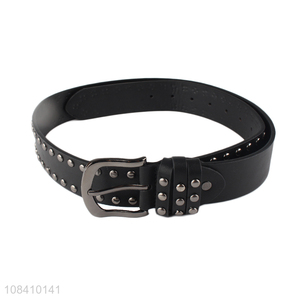 Hot selling cool rivet studded belt pu leather belt for men and women