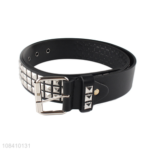 Factory price punk rock pyramid rivets pu leather belt for jeans pants
