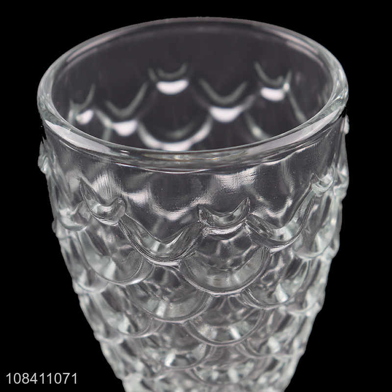 Wholesale fish scale type tempered glass cup clear wine cup drinking cup