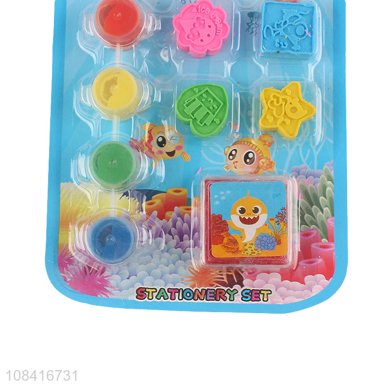 Yiwu wholesale plastic cartoon stampers children toys set