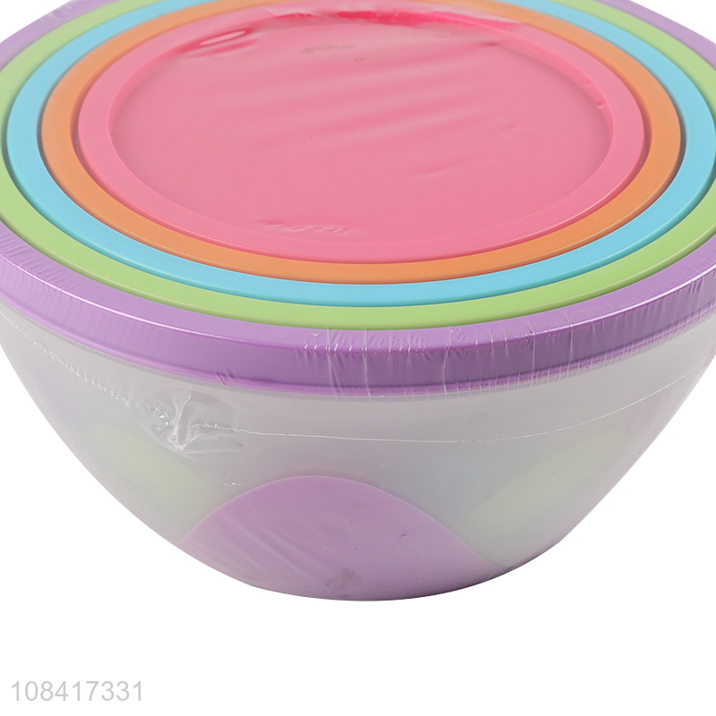 Wholesale 5 pieces fresh-keeping food grade plastic bowl set with lids