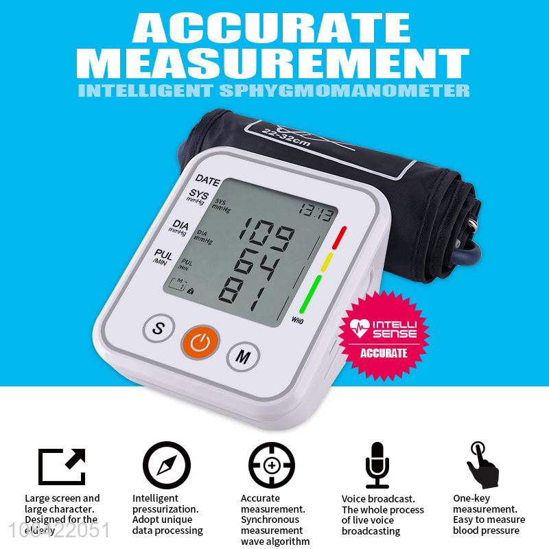 China OEM voice broadcast automatic upper arm blood pressure monitor for old people