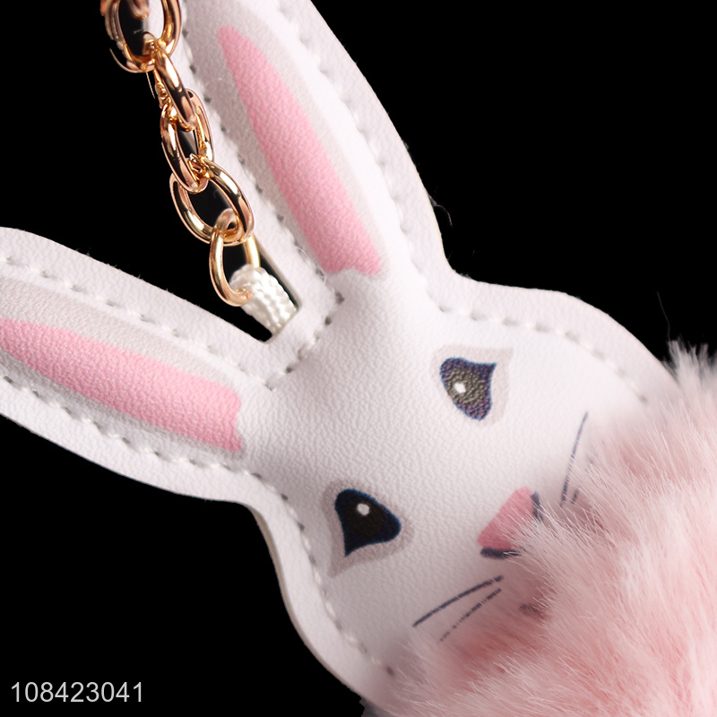 Wholesale cartoon rabbit keychain furry ball pompom key chain