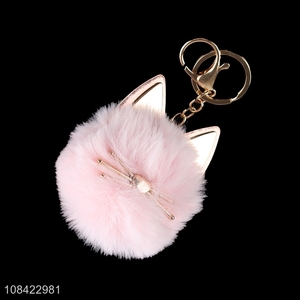 New arrival fur ball pompom key chain for women girls teens