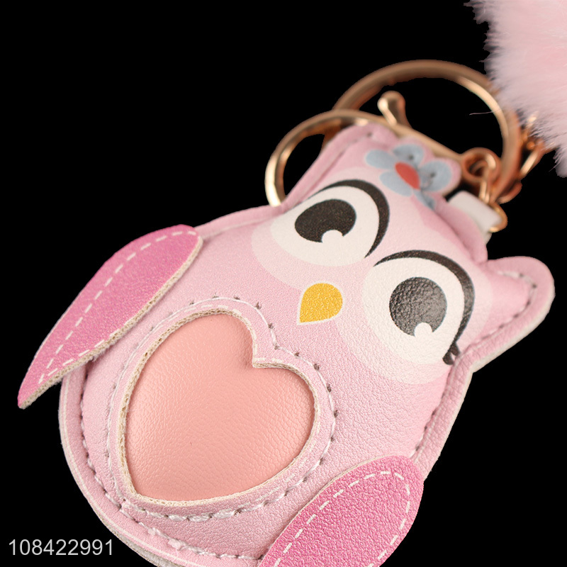 Best selling cute fur ball pu leather key chain plush keychain