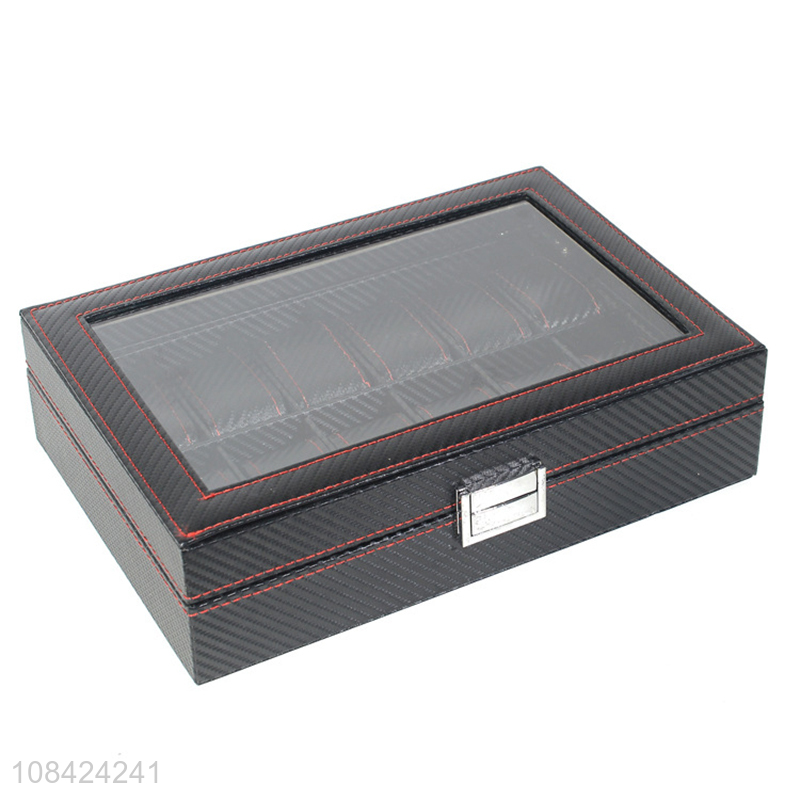 Wholesale carbon fiber pu leather watch case 12-slot watch box