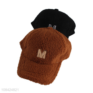 Good quality polyester sherpa baseball hat winter warm baseball cap