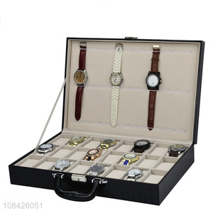 Wholesale price crocodile grain pu leather portable watch box