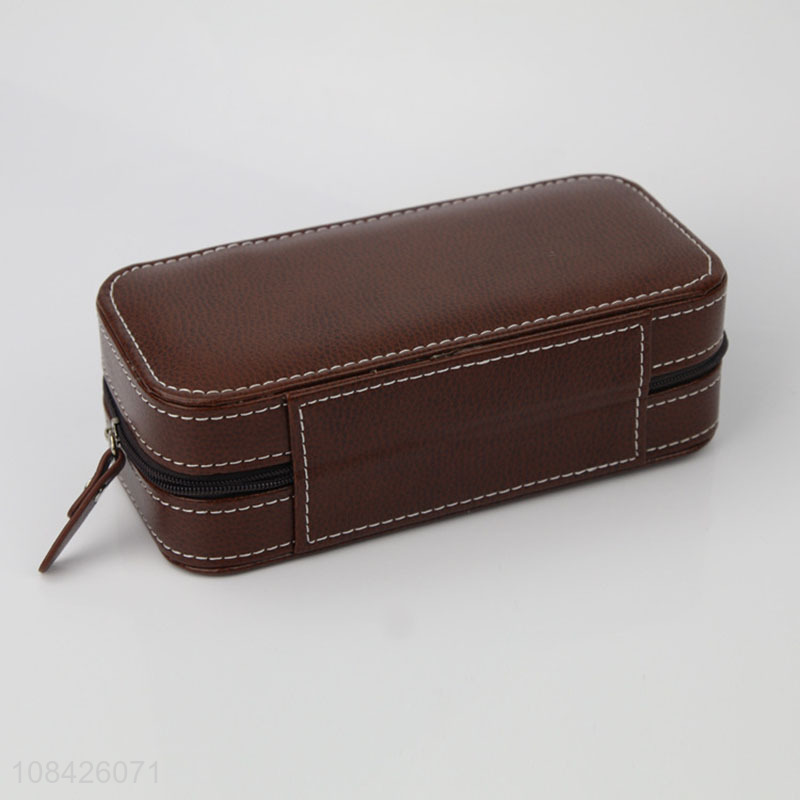 Wholesale creative pu leather watch box with zipper