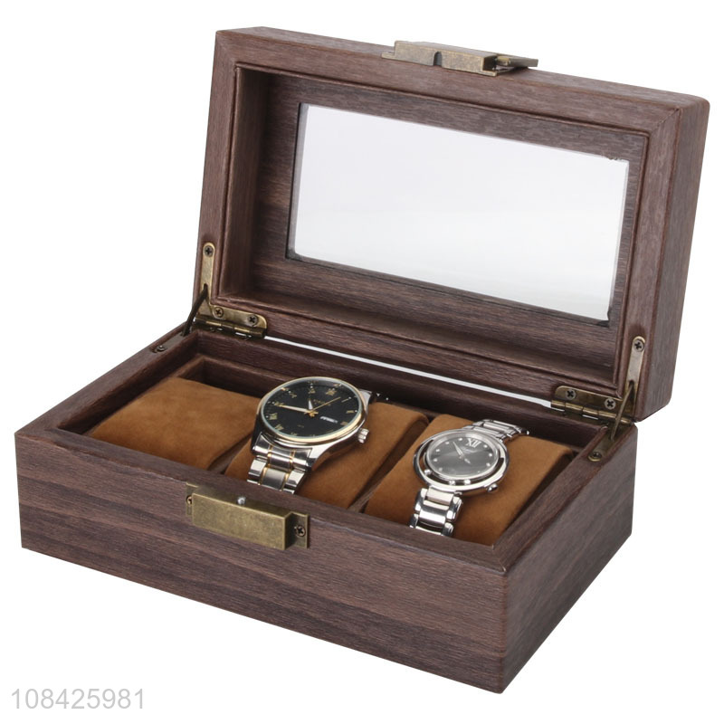 Good wholesale price wooden watch box PU leather watch case