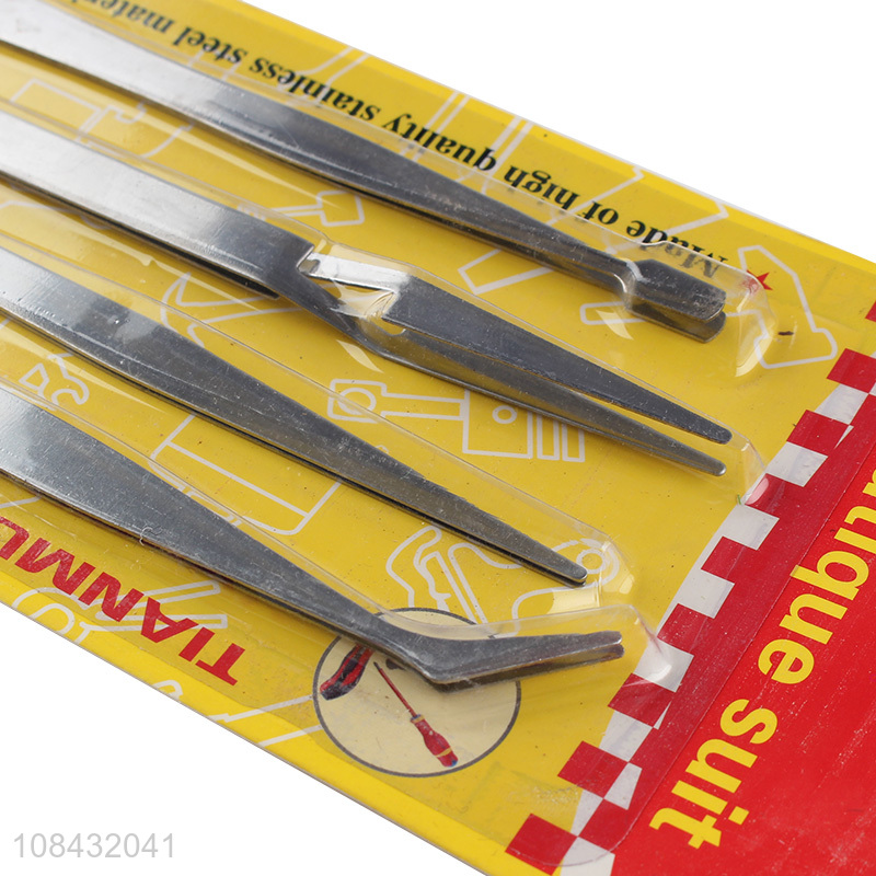Low price wholesale 4pcs stainless steel tool tweezers set