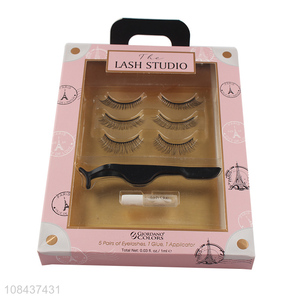 Low price 5 pair chemical fiber eyelashes ladies cosmetics