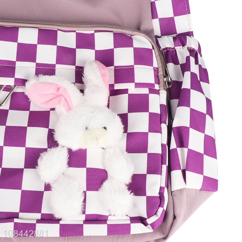 High quality check pattern backpack lightweight school bag for teens girls