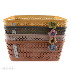 Hot sale fashionable multi-purpose plastic storage basket with handles & lid