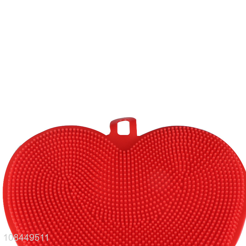 Hot selling heart shape silicone dish brush pot brush heat insulated pad