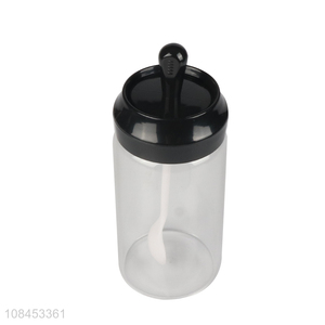 Wholesale high borosilicate glass condiment container seasoning box with spoon