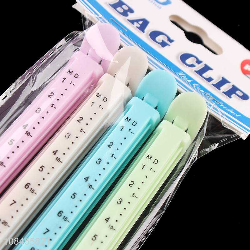 China wholesale plastic food sealing bag clips with measuring scale