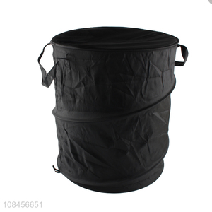 Factory price black household laundry storage bag basket with lid
