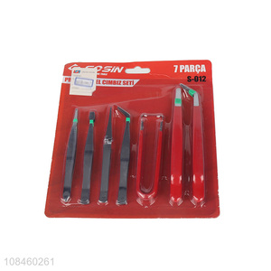 Factory wholesale portable 7pieces tweezers set for daily use