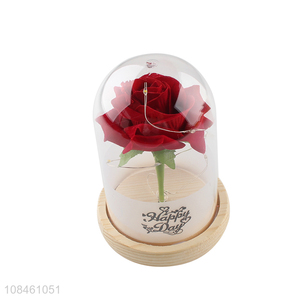 Good quality artificial flower glass gift soap rose for sale