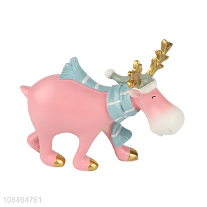 Good quality cute resin animal statues resin reindeer figures for gifts