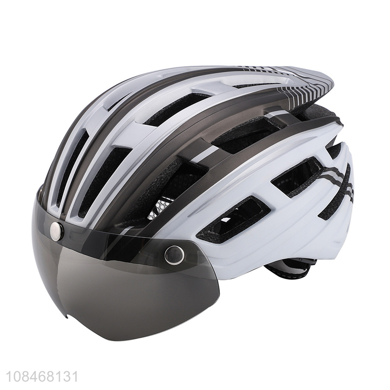 Hot sale adults bike helmet with detachable magnetic goggle & led rear light
