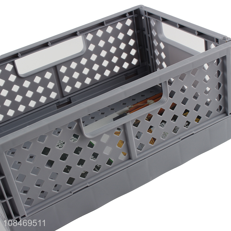 Top quality plastic space saving storage basket with handle