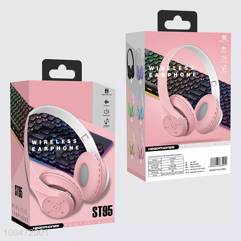 Wholesale 5.0 macaron color foldable wireless headset bluetooth music headphone