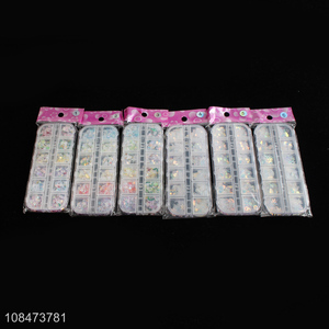 Factory wholesale 12 grid boxed sequins nail rhinestones