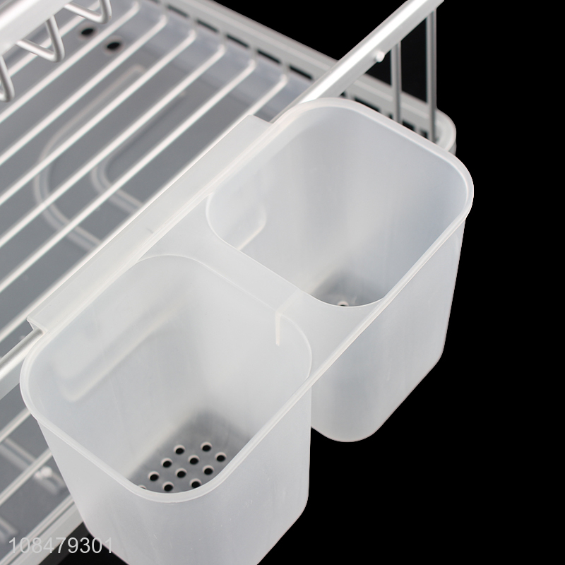 Best quality heavy duty aluminum wire dish rack with utensils holder