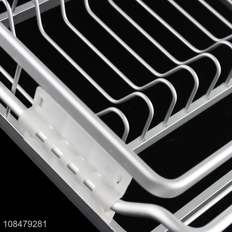 High quality expandable aluminum wire dish drying rack utensil holder