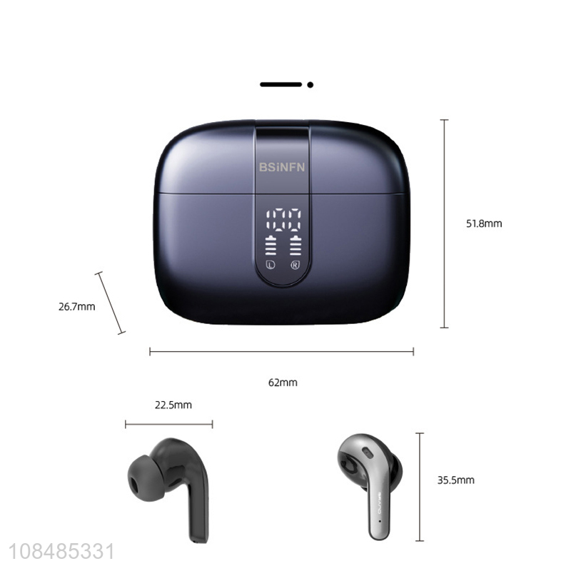 Wholesale 5.0 wireless earbuds IPX5 waterproof noise-canceling stereo earphones
