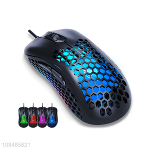Hot sale 4-color led light 6 buttons programmable wired gaming mouse