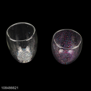 Wholesale crystal clear colord glass tumbler starry sky themed drinking cup