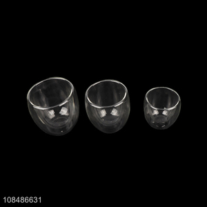 High quality transparent heat resistant egg shaped glass water cup
