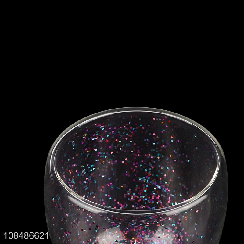 Wholesale crystal clear colord glass tumbler starry sky themed drinking cup