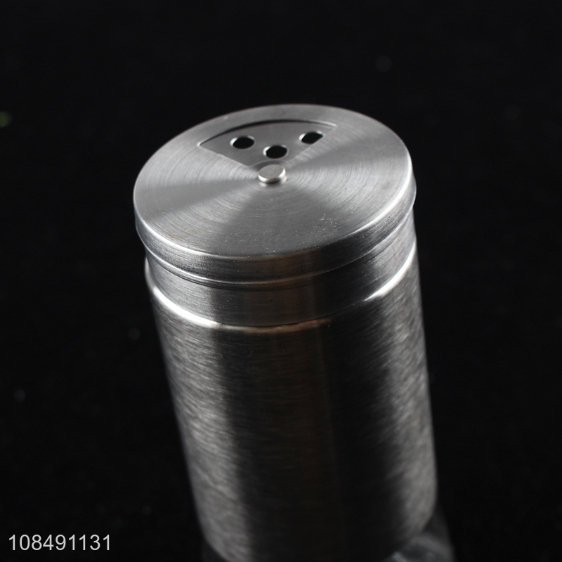 Good quality glass salt pepper spice shaker with stainless steel lid