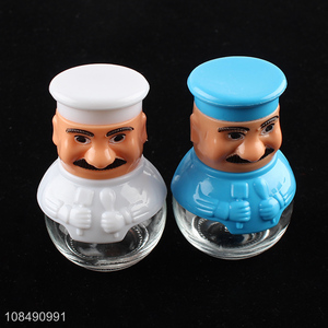 New products creative chef shaped glass salt and pepper shakers set