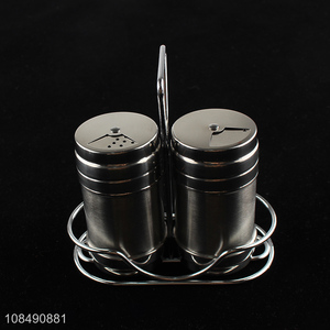 Wholesale glass salt and pepper shakers set with storage holder