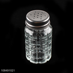 High quality glass spice salt pepper shaker with stainless steel lid